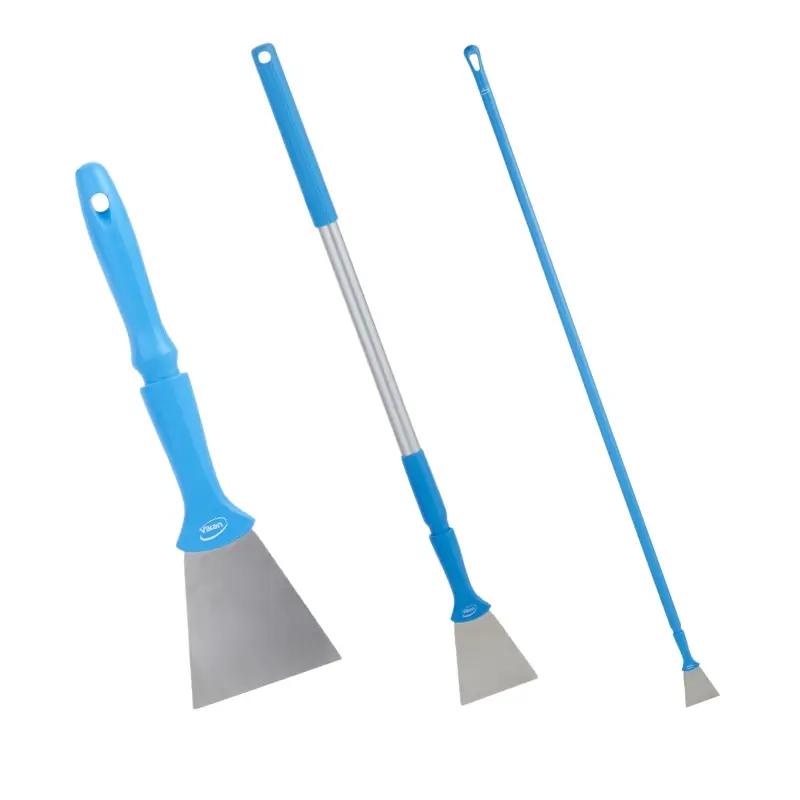 Grattoir Vikan 40113 pour montage sur manche, lame en acier inoxydable 100 mm, bleu